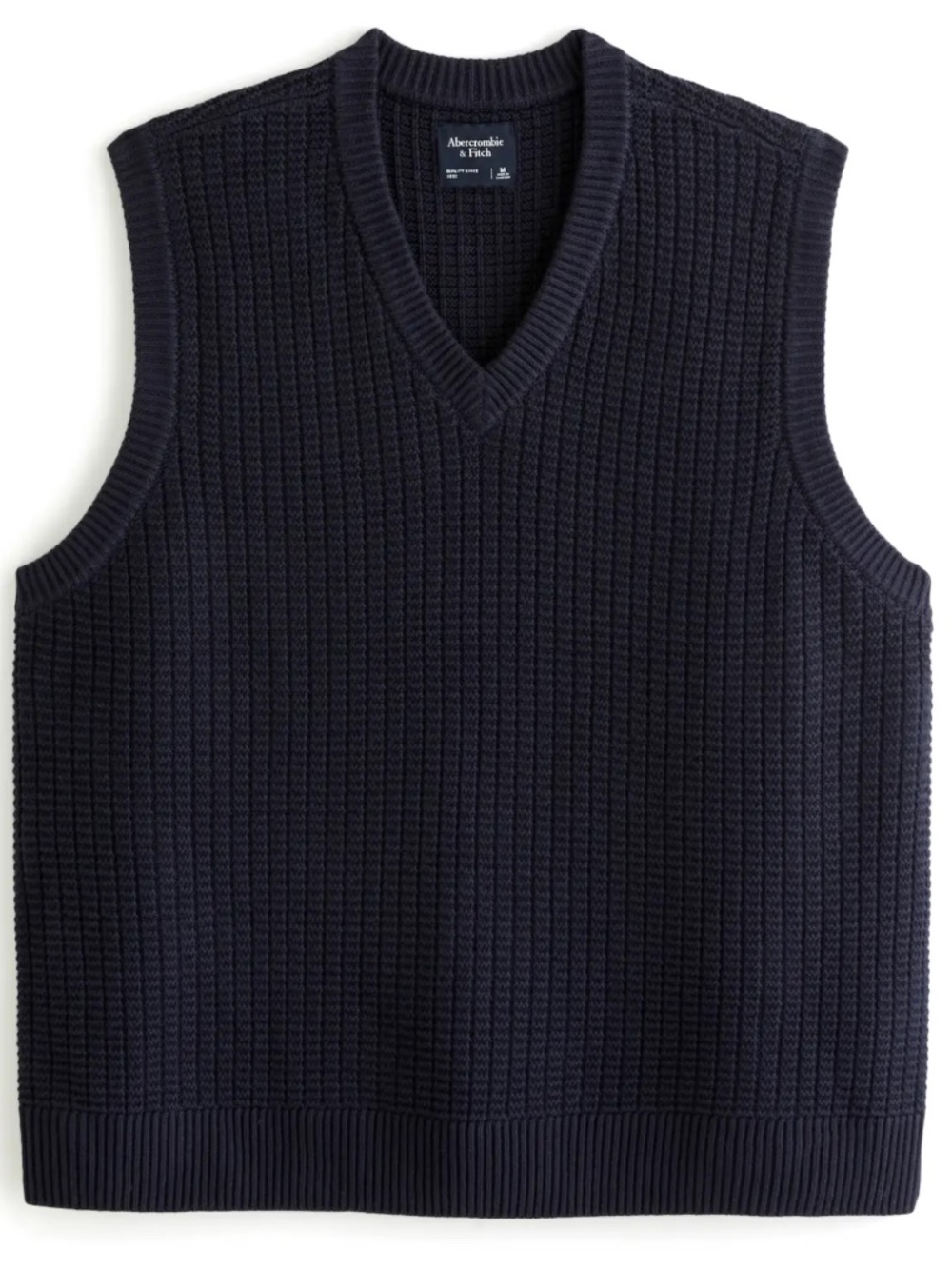 Abercrombie & Fitch Sweater Vest Ribbed Chunky Cotton Preppy Old Money Medium